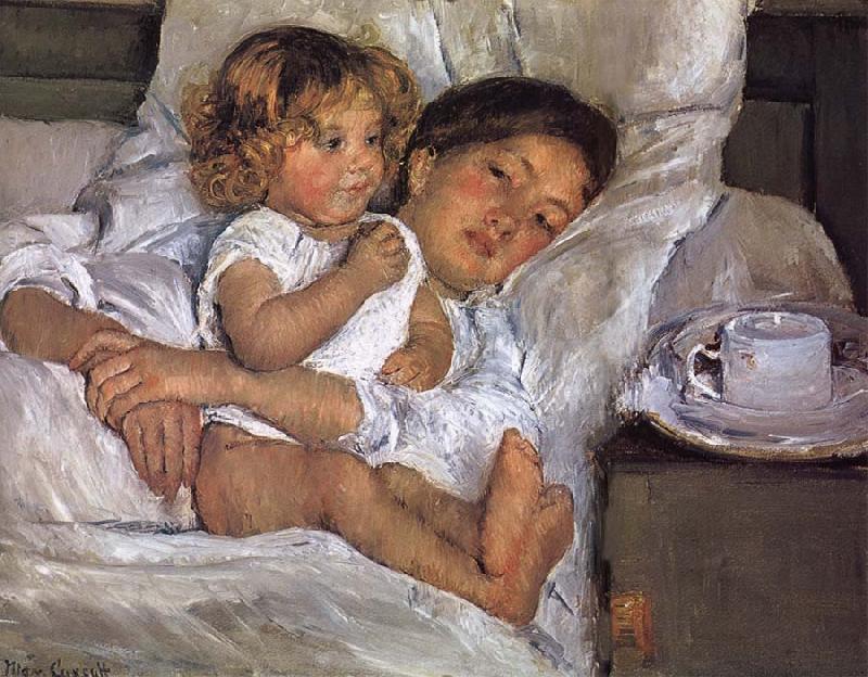 Mary Cassatt Breakfast on bed oil painting image